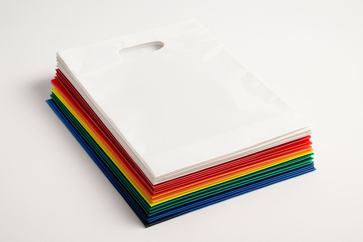 Bolsas de plastico personalizadas apiladas